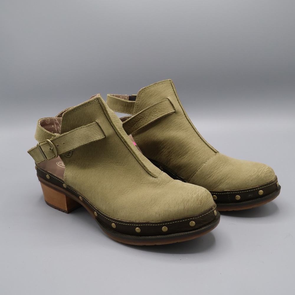 Chaco Cataluna Clog Womens 7 Olive Green Leather Studded Mule Boho Bohemian Boot